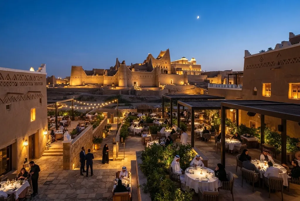 Diriyah Gate Bujairi Terrace with Najdi heritage architecture in Riyadh